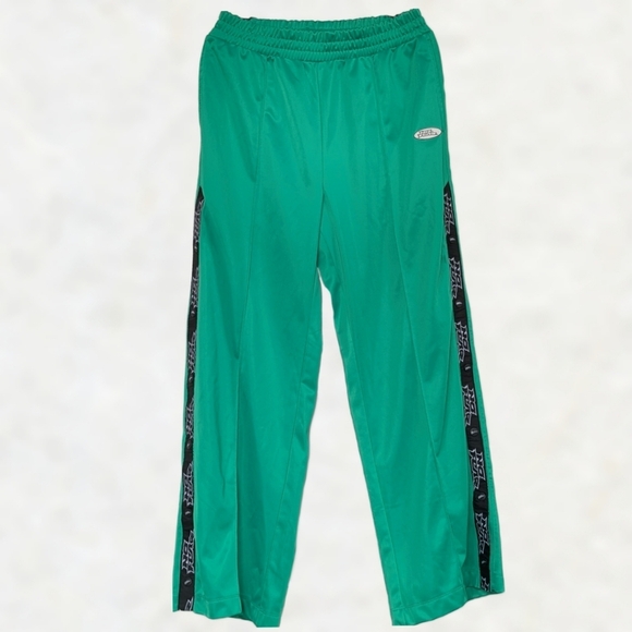 No Fear x H&M Oversized Sports Joggers Side Snaps Athletic Stripe Apple Green M - Picture 3 of 11